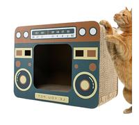 Cardboard Cat Scratcher - Indoor Lounge for Scratching, Retro Radio-Shaped Toy, for Small Large Breeds Kittens Apartment Shelter
