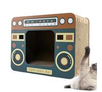 Cardboard Cat Scratcher - Pets Large Cardboard Chubby Bed - Retro Toy for Animals Shape Radio Mental Exercise | For Small Large Breeds Kittens Apartment Shelter