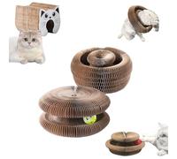 Cardboard Cat Toy, Kitty Curls Cat Scratcher, Magic Organ Scratching Board, Durable Interactive Scratch Pad, Interactive Scratch Pad with Toy Bell Ball (BrownB)