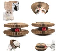 Cardboard Cat Toy, Kitty Curls Cat Scratcher, Magic Organ Scratching Board, Durable Interactive Scratch Pad, Interactive Scratch Pad with Toy Bell Ball (A+B)