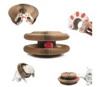 Cardboard Cat Toy, Kitty Curls Cat Scratcher, Magic Organ Scratching Board, Durable Interactive Scratch Pad, Interactive Scratch Pad with Toy Bell Ball (BrownA)
