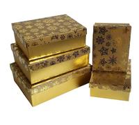 Cardboard Christmas - Design Boxes Gift Gold Large 24.5x18.5x8 cm Small 16.5x12.5x6 cm
