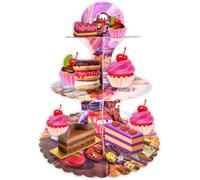 Cardboard Cupcake Stand with Character Design - 3 Tier Dessert Display for Muffins, Pastries, and Treats - Lightweight & Reusable, Cars 1 (2 Pack)