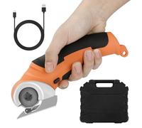 Cardboard Cutter, Electric Box Cutter - 4.2V/2.0Ah, Cordless Electric Scissors for Cutting Cardboard, Fabric, Carpet, Leather, and Felt - Orange Rotary Cutting Tool with Safety Lock Switch,Toolbox