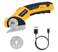 Cardboard Cutter Electric Scissors, 4V Wireless Rotary Cutter, Universal Cordless Tool, Rechargeable Fabric Scissor, with 2 Blades for Cardboard, Carpet, Leather, Felt, Plastic