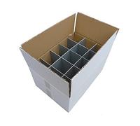 Cardboard Glassware Boxes - Pack of 2 | Glassware Transport | Strong - Double Walled Cardboard Box | Glassware Box | 15 Cells | Glass or item max width 97mm, glass max height 250mm