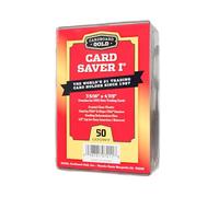 Cardboard Gold Card Saver 1 - Premium Trading Card Holders Ideal for PSA & BGS Grading, Archival Safe Storage, 50ct Pack - Fits Baseball, Sports Cards & More