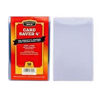Cardboard Gold Card Saver 4 - 50ct Semi-Rigid Card Holders - Ideal for Promo/Trading Cards - 4 1/2 x 7 1/8 Size with 1/2" Lip - Perfect for PSA Grading & Larger Cards - Durable Card Savers