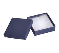 Cardboard Jewellery Boxes 10 Pack - 8.9 x 8.9 x 2.5cm Bulk Cotton Filled Small Gift Boxes with Lids for Jewellery Packaging (Navy Blue)