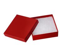 Cardboard Jewellery Boxes 10 Pack - 8.9 x 8.9 x 2.5cm Bulk Cotton Filled Small Gift Boxes with Lids for Jewellery Packaging (Red)