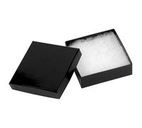 Cardboard Jewellery Boxes 100 Pack - 8.9 x 8.9 x 2.5cm Bulk Cotton Filled Small Gift Boxes with Lids for Jewellery Packaging (Black Gloss)