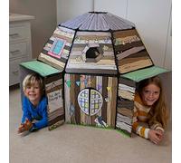Cardboard Playhouse For Kids To Build and Colour In | UK Made Designed For Imaginative Play | Includes Free Periscope | 130 x 110 x 110 cm | 3 Different Set Up Options | The Toy Tribe Aged 4+