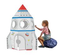 Cardboard Rocket for Kids - DIY Playhouse & Coloring Activity | Large Pretend Play Vehicle - Recyclable & Eco-Friendly | Great Gift for Boys & Girls Ages 3-8