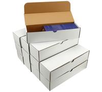 Cardboard Storage Boxes for Trading Cards,Baseball, Football, Basketball, Trading Card Storage Box for Toploader full lid-Corrugated Cardboard Storage Boxes+14 sheets labels sticker(12-Pack, White)