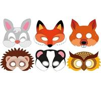 CARDBOARD THEMED MASKS - 12 PACK - Novelty Toys For Children Perfect Party Loot Prize Bag Filler Cool Stuff (Woodland Animals)