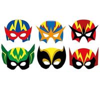 CARDBOARD THEMED MASKS - 12 PACK - Novelty Toys For Children Perfect Party Loot Prize Bag Filler Cool Stuff (Super Hero)