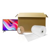 Cardboard TV Boxes with 10m Bubble Wrap & Tape for Moving | Double Walled Solid moving cardboard boxes with Handles for TV Packing Storing & Shipping | Extra Large | Best for TVs 40",49",59",75"