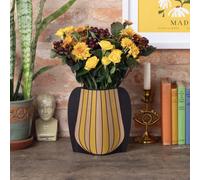 IF Decorative Vase Sleeve - Home decor - upcycle plastic bottles by covering them. Double sided cardboard cover - two vase designs per pack - Yellow Stripy