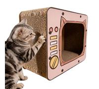CardboardCat House, TV Shape CorrugatedCat Bed & Scratching Board | Cardboard CatScratcher Playhouse For Kitten Bunny Small Animals, Protects Carpet Couch Door Furniture, Boredom Relief Indoor Use