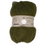 Carded Wool For Felting, Needle Felting Wool, Wool Batt, Craft Wool, Single Shade (Group C), 100 grams 3.5 Oz (Army (70))