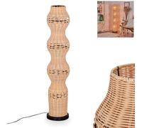 Cardeira Floor lamp, Metal/Rattan Floor lamp in Black/Natural, in Retro/Vintage/Boho Design with Light Effect, Height 111cm, E27, Foot Switch - Living Room, Bedroom, Dining Room, Hallway, Office