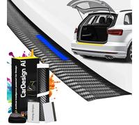 CarDesign AI Boot Sill Protector suitable for Audi Q5 8R 2008-2017 & RS (5-Door, SUV): Car Rear Bumper Paint Protection Film and Anti-Scratch Set for Offroad, Dog, Loading (Carbon-Blue)