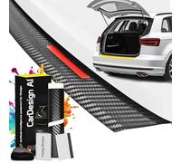 CarDesign AI Boot Sill Protector suitable for VW Polo 5 6R 2009-2014 (5-Door, Compact): Car Rear Bumper Paint Protection Film and Anti-Scratch Set for Offroad, Dog, Loading (Carbon-Red)