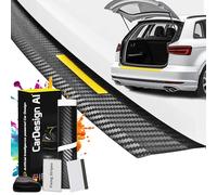 CarDesign AI Boot Sill Protector suitable for VW Scirocco 3 III (5-Door, Coupé): Car Rear Bumper Paint Protection Film and Anti-Scratch Set for Offroad, Dog, Loading (Carbon-Yellow)
