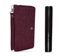 CardGear Caroline Zip Around Continental Clutch Wallet with RFID Blocking,13 Slots, Phone Pocket, Pen holder, Cash and check pockets, ID windows, Key slots, and Premium Gift Box, Burgundy, Zip Around