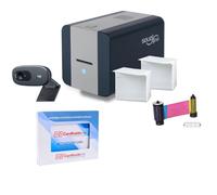 Cardholdir ID Easy Badges Solid 210 ID Badge Printer | with Beginner Software, HD Webcam, & Everything Needed to Design and Print 200 ID Cards, | Single Sided Employee & Student ID Card Printer