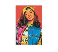 Cardi B Pop Art Poster; Room Aesthetics, Canvas Oil Painting, Album/movie Poster Hanging Picture
