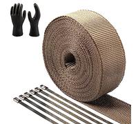 CARDI Titanium Exhaust Wrap Roll, Thickness 2mm Titanium Fiberglass Heat Tape with 14 Black Stainless Steel Ties for Motorcycle Car Exhaust Pipes, Mainfold (Titanium, 1 Roll 5CMx15M)