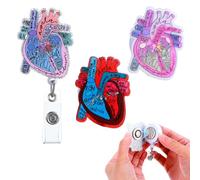 Cardiac Badge Holder Heart Badge Reel Retractable Magnetic Nurse Badges Holder Anatomy Funny Reel ID Card Clip Pediatrics Nursing Name Tag Holders for Doctor Teacher Student Office Clinic Accessory