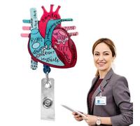 Cardiac Name Clip - Heart Anatomy Nursing Phlebotomy ID Clip | ID Name Card Reel Holder, For Teacher Student RN Nurse, Heart Anatomy Nursing Phlebotomy IDs Clips