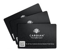 CARDIAN RFID Blocking Cards Set 3 White & Stealth - Credit Card Protector for Wallets, Passport Safe Shield | Anti-Skimming Protection for Debit, ID & EMF Cards, Stealth Black, Credit Card Size