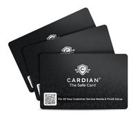 Cardian RFID Blocking Cards Set 3 White & Stealth - Credit Card Protector for Wallets, Passport Safe Shield | Anti-Skimming Protection for Debit, ID & EMF Cards, Stealth Black, Credit Card Size