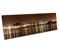 Cardiff Bay Skyline CANVAS WALL ART Panoramic Framed Print Picture - 48 inch x 16 inch (20mm deep frame)