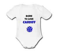 CARDIFF Born to Love Football Personalised Unique Baby Vest Baby Grow Babygrow Cute Novelty Boys Girls Unisex Funny City