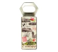 Cardiff Collage Metal Bottle Opener Magnet | 2-in-1 Fridge Magnet & Bottle Opener with Iconic Cardiff Landmark Design | Durable Welsh Souvenir for Home, Bar & Travel