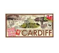 Cardiff Collage Wooden Layered Magnet | Handcrafted Multi-Layer Wood Fridge Magnet | Showcasing Iconic Cardiff Landmarks | Elegant Welsh Souvenir & Travel Keepsake