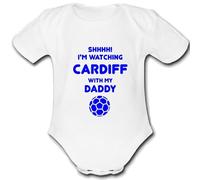 CARDIFF present from DADDY for a gift Football Unique Baby Vest Grow Babygrow Cute PERSONALISED Custom Boys Girls Unisex CITY