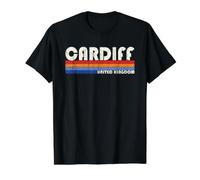 Cardiff United Kingdom Retro 70s 80s Style Value Graphic T-Shirt, Men, Black, M
