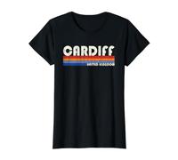 Cardiff United Kingdom Retro 70s 80s Style Value Graphic T-Shirt, Women, Black, M