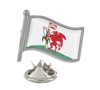 Cardiff Wales City Flag Silver Lapel Pin Badge