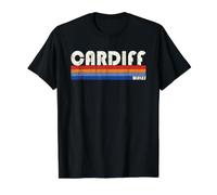 Cardiff Wales Retro 70s 80s Style Value Graphic T-Shirt, Men, Black, S