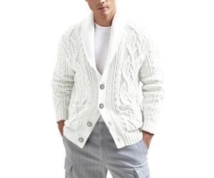 Cardigan Cardigans Fleece Jacket Mens Halloween Long Sleeve Knitted Hoodie Perfect Hommes Sweater for Chill Season Navy Sweatshirts Men UK Knitwear White M