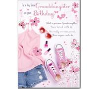 Cardigan Cards Birthday Card for Granddaughter - Pretty Fashion & Accessories Design - Flitter Finish - Feminine Birthday Greeting Card for a Very Special Granddaughter - For Her