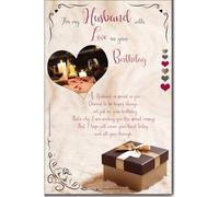 Cardigan Cards Birthday Card for Husband - Heart & Present Design - Sentimental Message - Flitter Finish - Birthday Greeting Card for Him