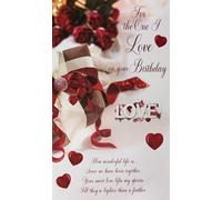 Cardigan Cards Birthday Card for One I Love, Romantic Design with Hearts and Gift Theme, Large Card with Verse