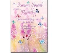 Cardigan Cards Birthday Card for Someone Special - Pretty Floral Butterfly Design - Sentimental Message - Flitter Finish - Vibrant Birthday Greeting Card for Women